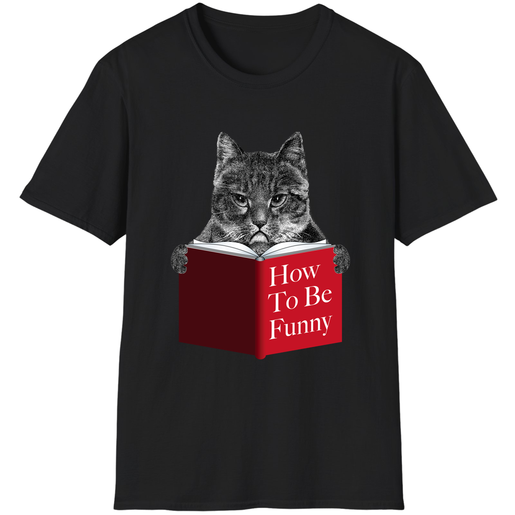 Cute Cat Reading How to Be Funny Book Adorable Humor