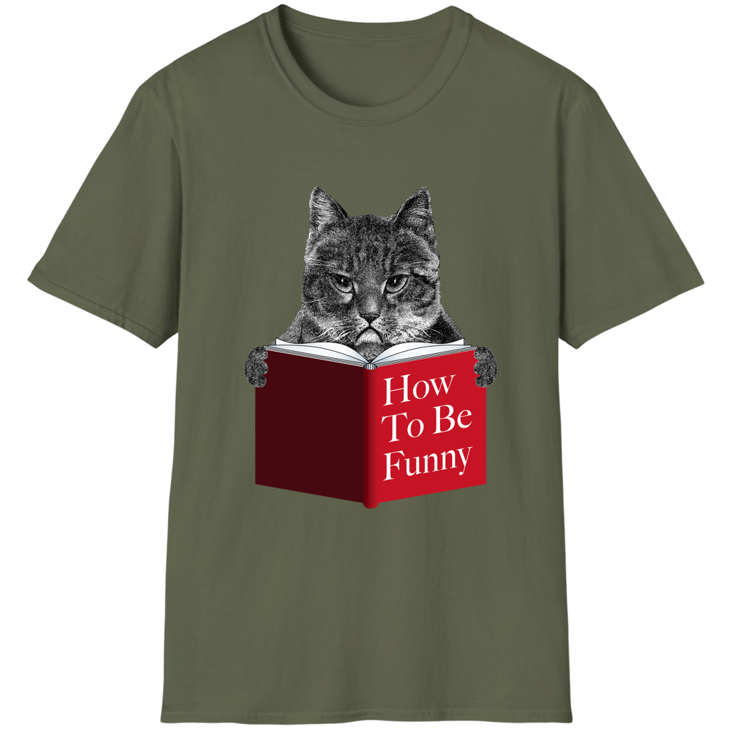 Cute Cat Reading How to Be Funny Book Adorable Humor