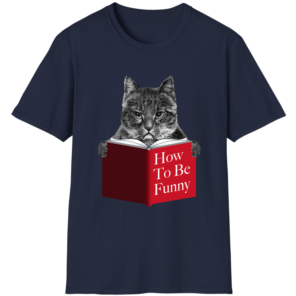 Cute Cat Reading How to Be Funny Book Adorable Humor