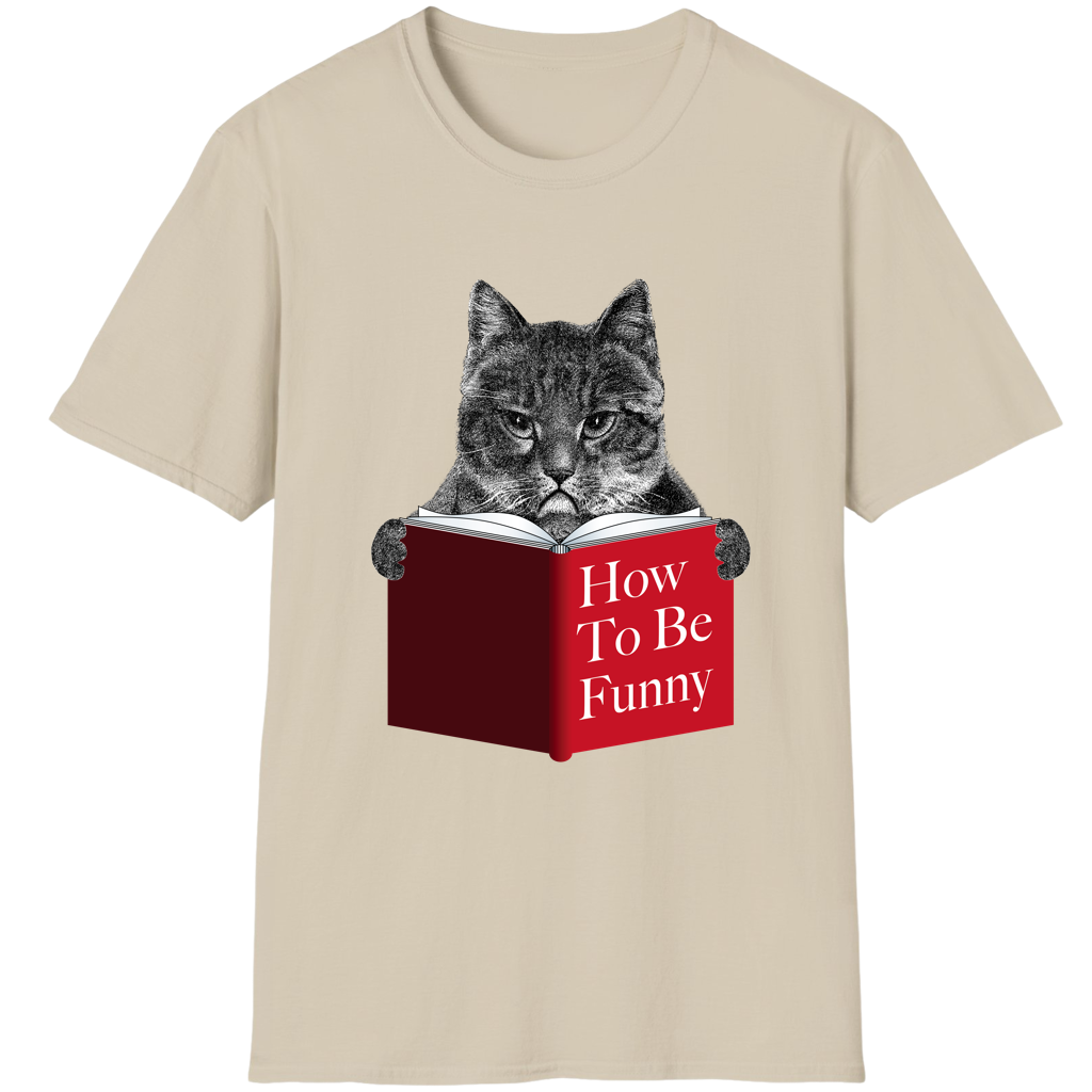 Cute Cat Reading How to Be Funny Book Adorable Humor