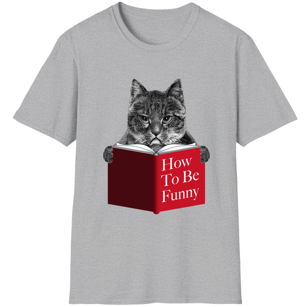 Cute Cat Reading How to Be Funny Book Adorable Humor