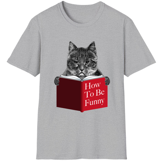 Cute Cat Reading How to Be Funny Book Adorable Humor