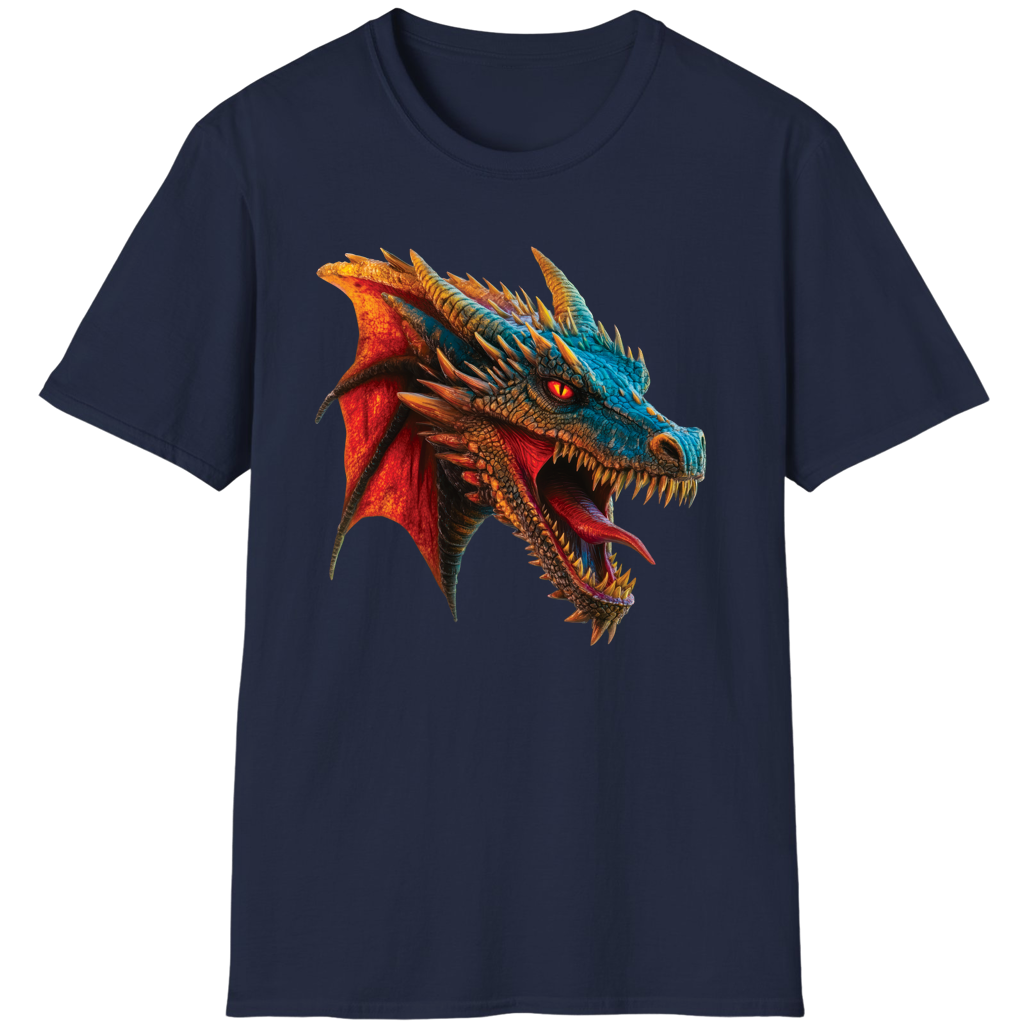 Beautiful Red and Blue Dragon Fantasy Art Sharp Teeth