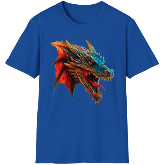 Beautiful Red and Blue Dragon Fantasy Art Sharp Teeth