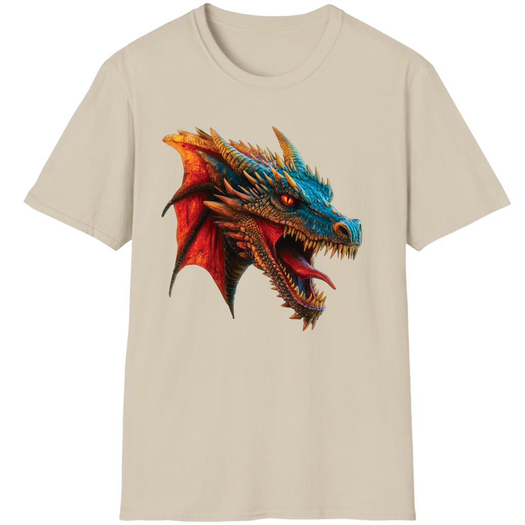 Beautiful Red and Blue Dragon Fantasy Art Sharp Teeth