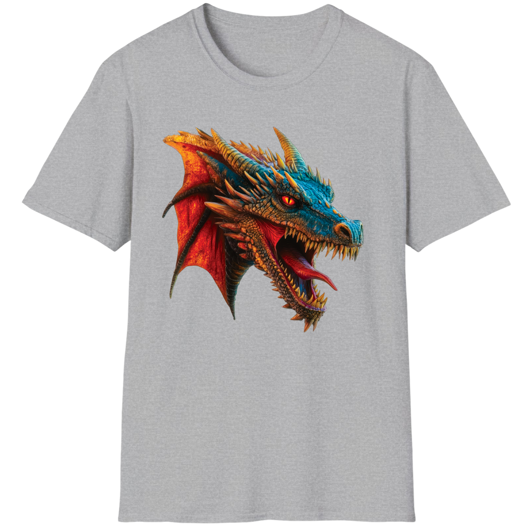 Beautiful Red and Blue Dragon Fantasy Art Sharp Teeth