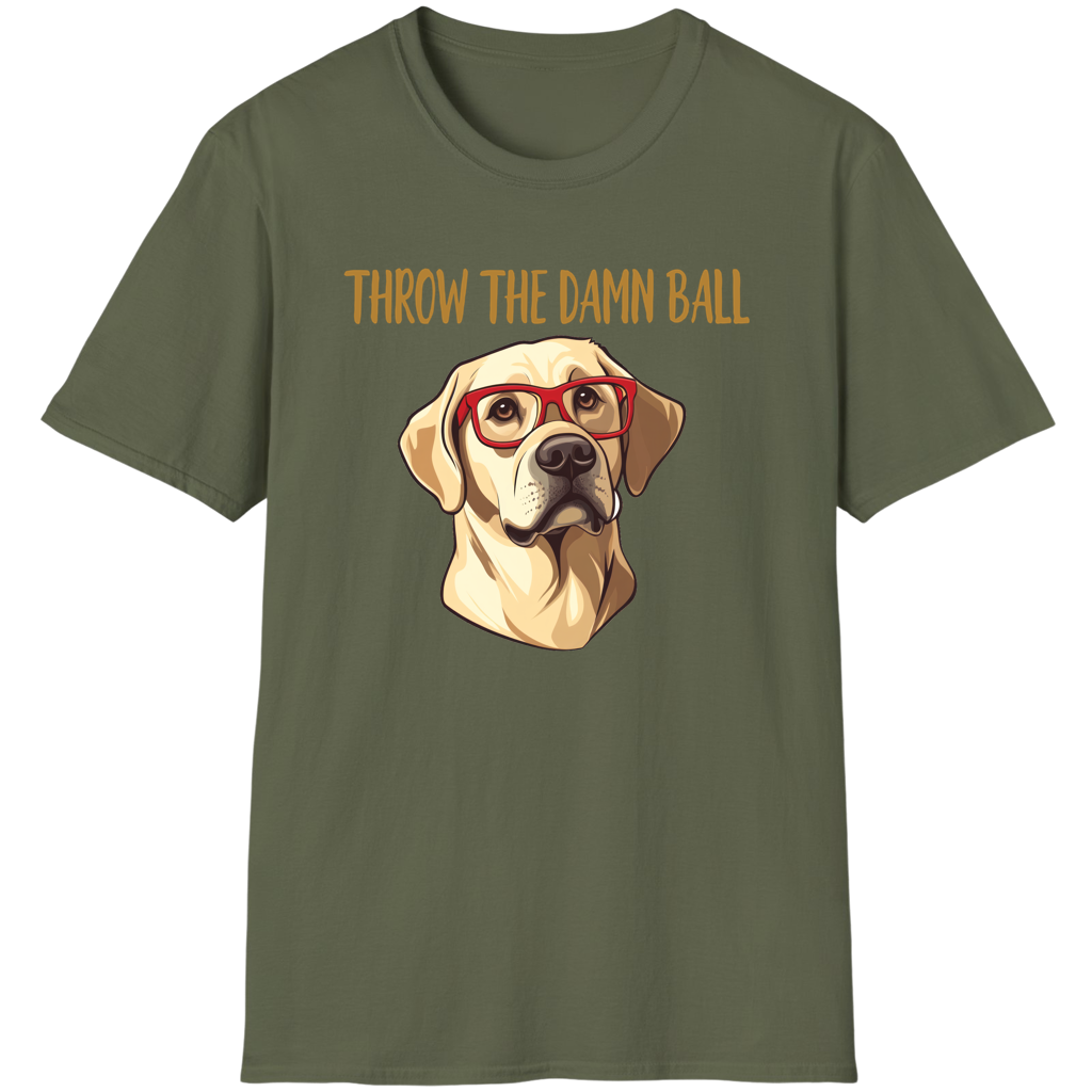 Yellow Lab Throw The Damn Ball Funny Labrador Retriever