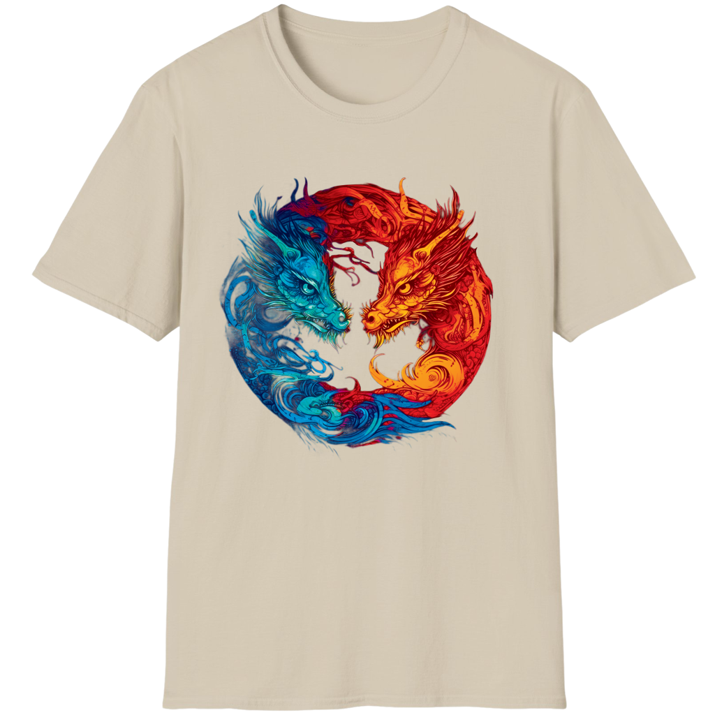 Yin Yang Chinese Fire Dragon Vintage Art