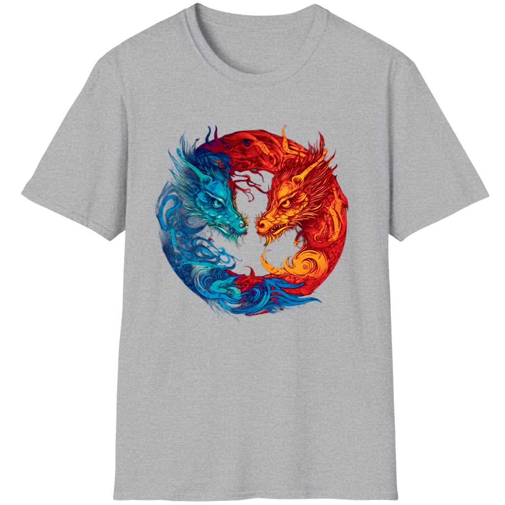 Yin Yang Chinese Fire Dragon Vintage Art