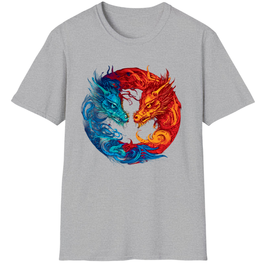 Yin Yang Chinese Fire Dragon Vintage Art